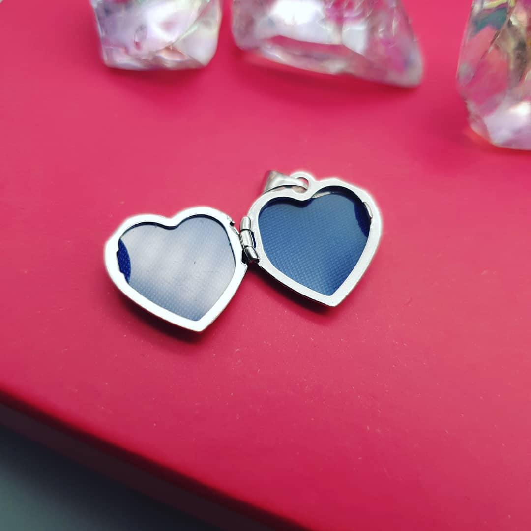 925 Sterling Silver Heart all Crystals Locket with Chain