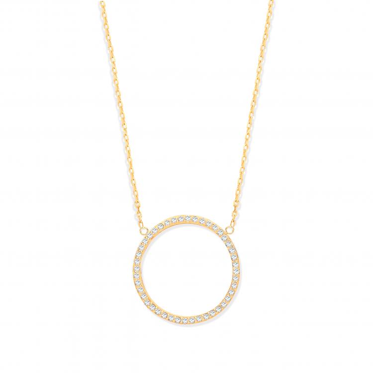 9ct YG Circle of Life Cubic Zirconia Pendant 17" Chain