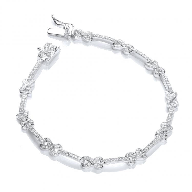 925 Sterling Silver Micro Pave' Kisses Cz Bracelet J-Jaz