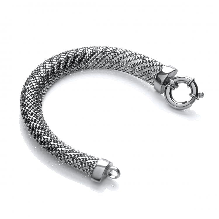 925 Sterling Silver Ruthenium Plated Mesh Bracelet J-Jaz