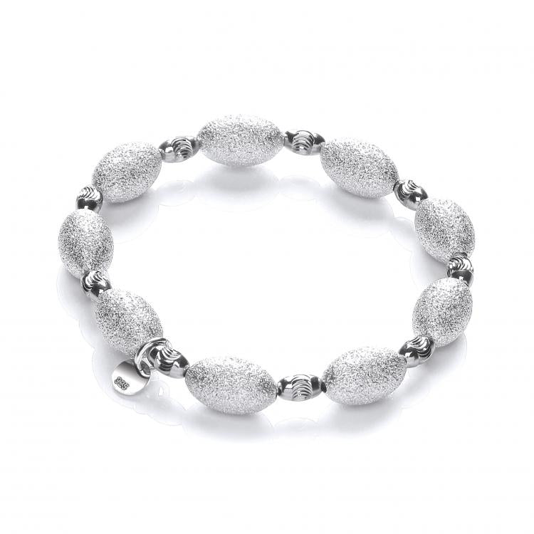 925 Sterling Silver Bracelet with Frosted & Ruthenium Beads J-Jaz
