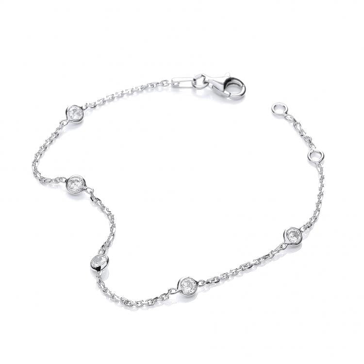 925 Sterling Silver Rubover 5 Cz's Bracelet J-Jaz