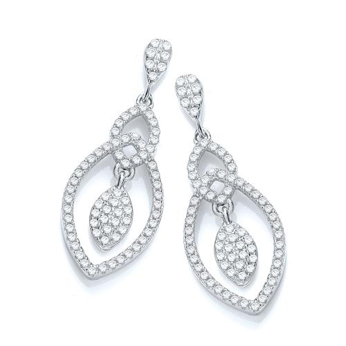 925 Sterling Silver Micro Pave' Tear Drop Fancy Earrings J-Jaz
