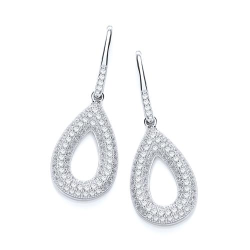 925 Sterling Silver Micro Pave' Pear Shape Earrings J-Jaz
