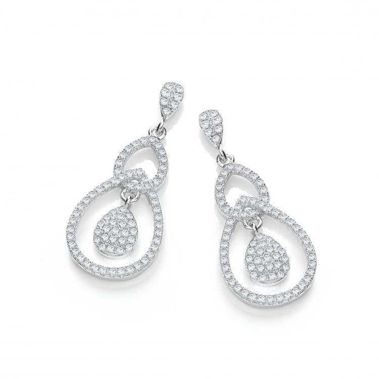 925 Sterling Silver Micro Pave' Fancy Cz Drop Earrings J-Jaz