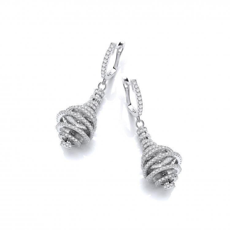 925 Sterling Silver Micro Pave' Circles Layered Into a Pear Shape Cz Earrings J-Jaz