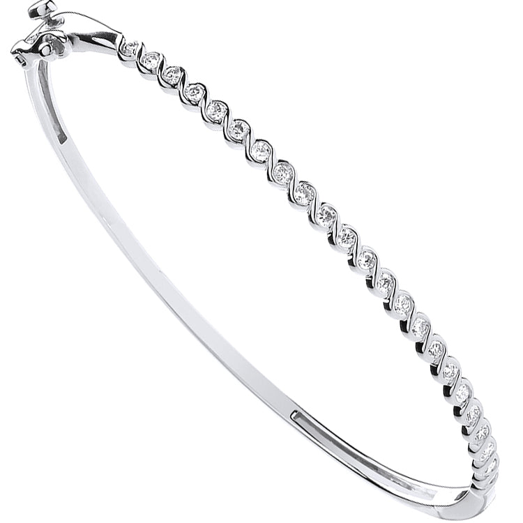 9ct White Gold 0.50ct Ladies Bangle