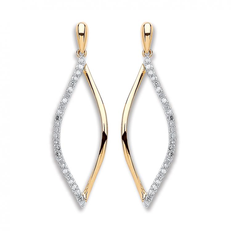 9ct Yellow Gold 0.15ct Diamond Drop Earrings