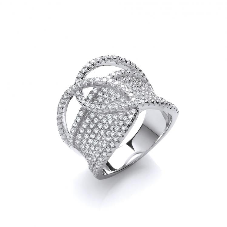 925 Sterling Silver Micro Pave Cz Interlocking Ring J-Jaz