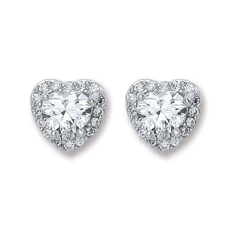 925 Sterling Silver Heart Stud Earrings