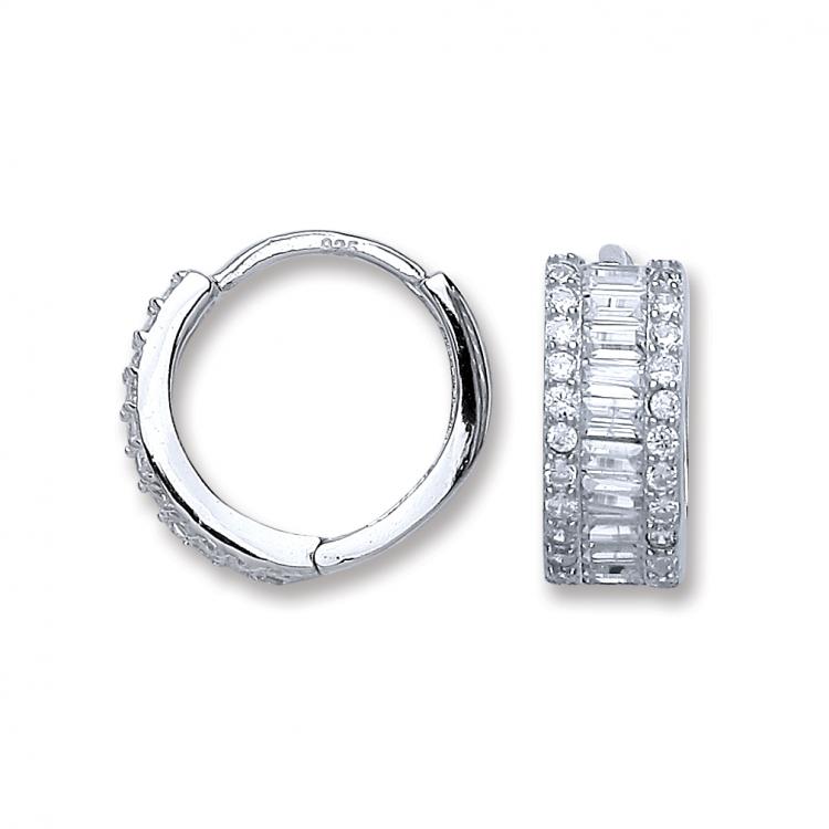 925 Sterling Silver Cubic Zirconia Huggies Earrings