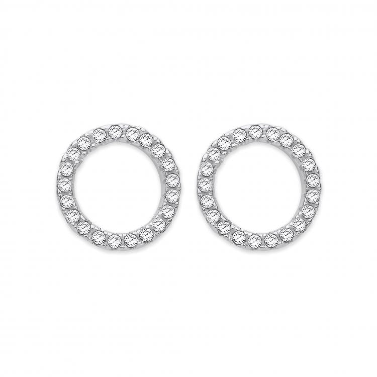 925 Sterling Silver Cubic Zirconia Circle of Life Stud Earrings