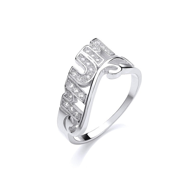 925 Sterling Silver Mum Cz Ring