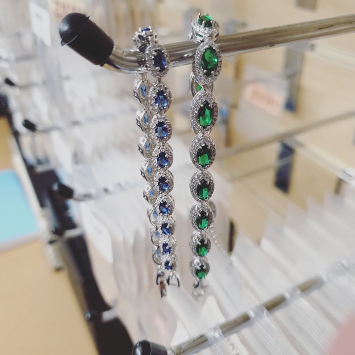 925 Sterling Silver Sapphire Blue Oval Cz Ladies Bracelet