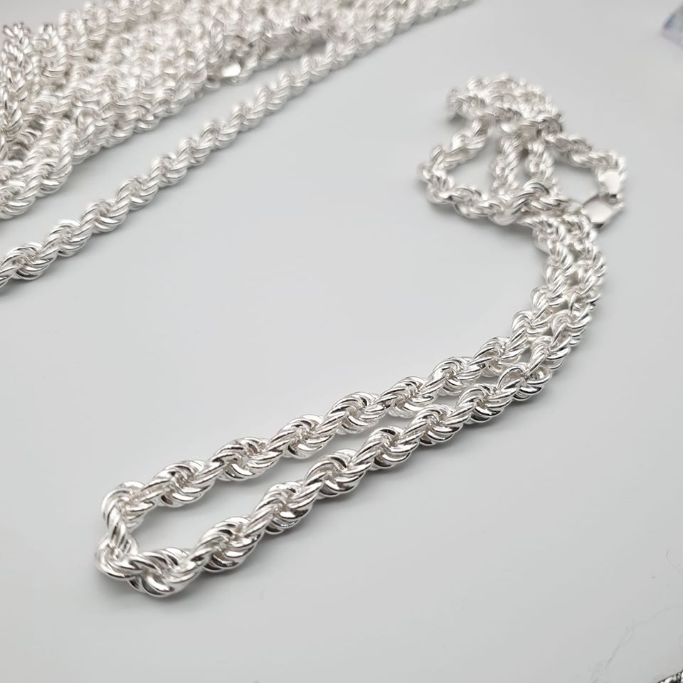 925 Sterling Silver 6.5mm Rope Chain / Bracelet