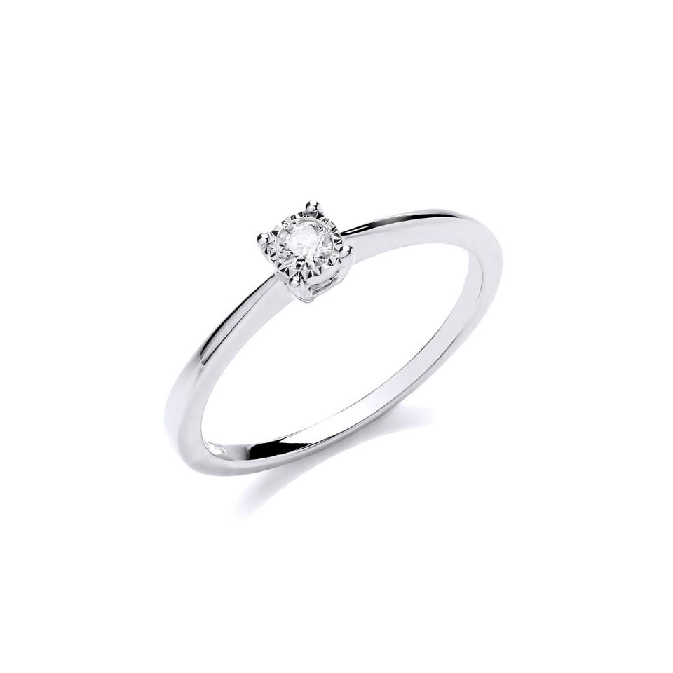 9ct White Gold 0.10ct Diamond Solitaire Ring