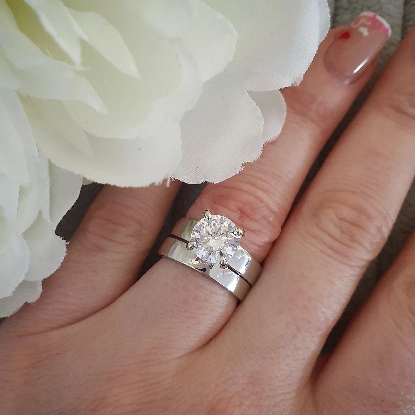 925 Sterling Silver Bridal Set Cz Rings