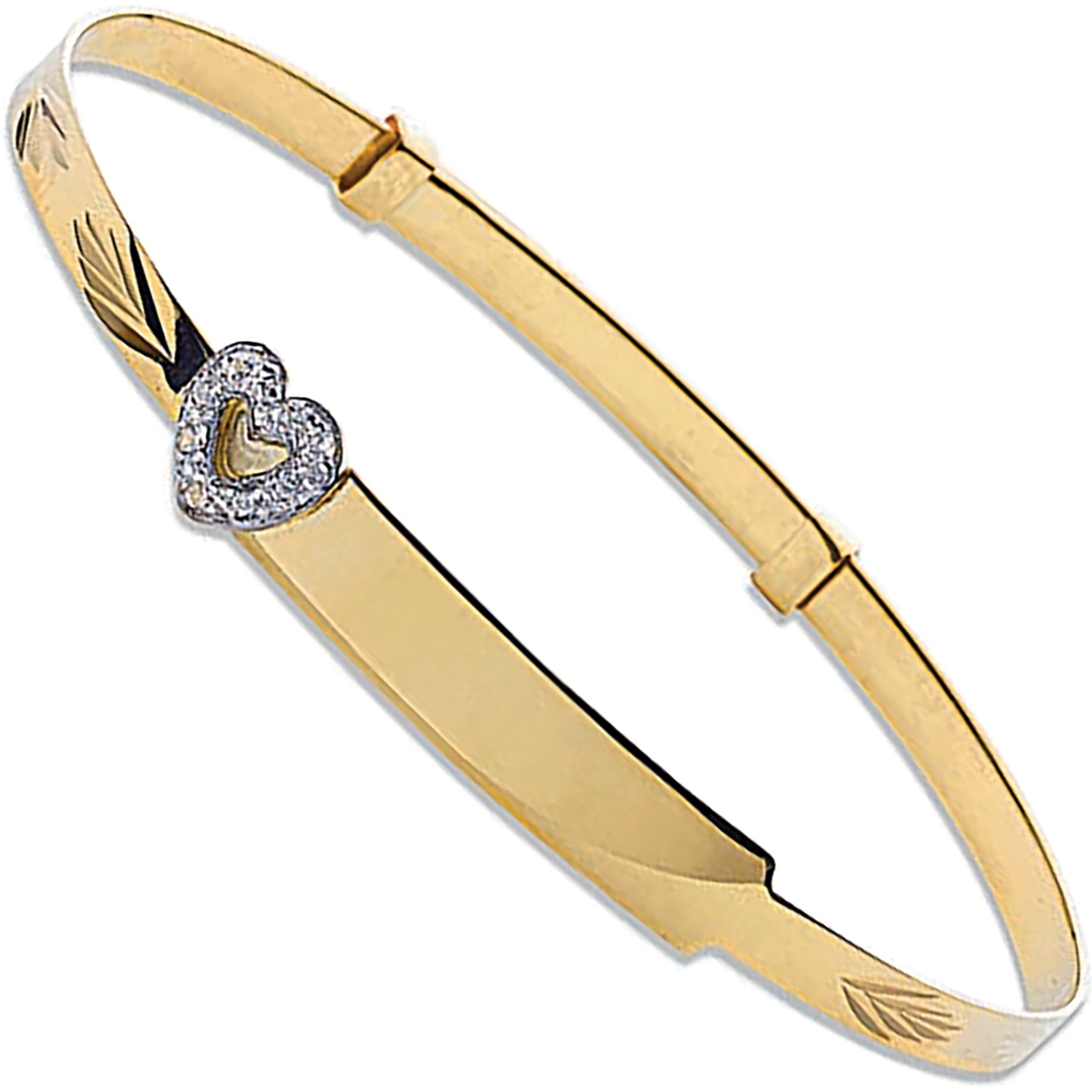 9ct Gold Expandable Cubic Zirconia Heart Baby Bangle main image 1
