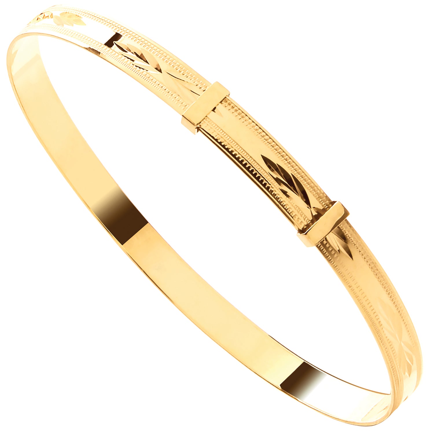 9ct Yellow Gold Diamond Cut Expandable Slave Bangle