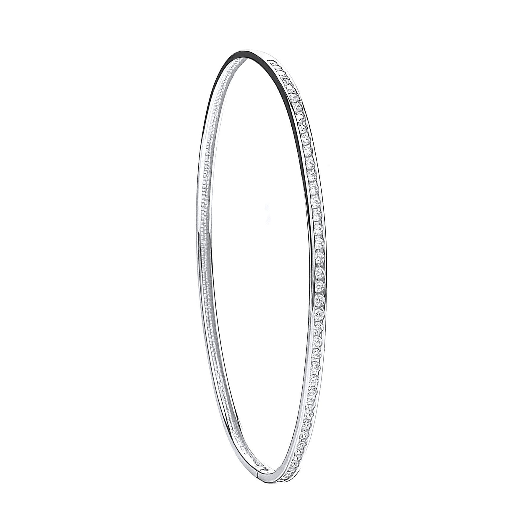 9ct White Gold Cubic Zirconia 3mm Bangle