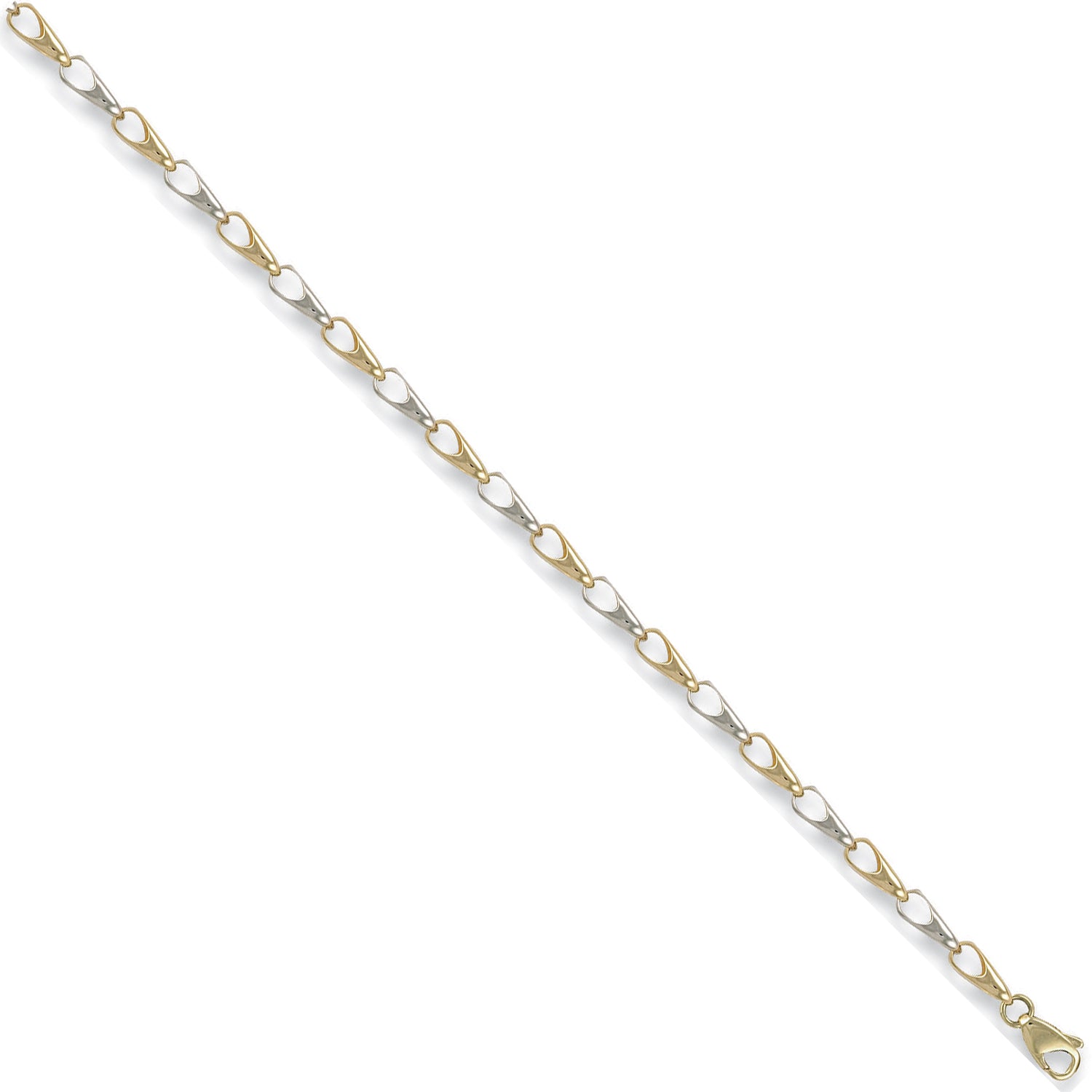 9ct White & Yellow Gold Fancy 7" Bracelet