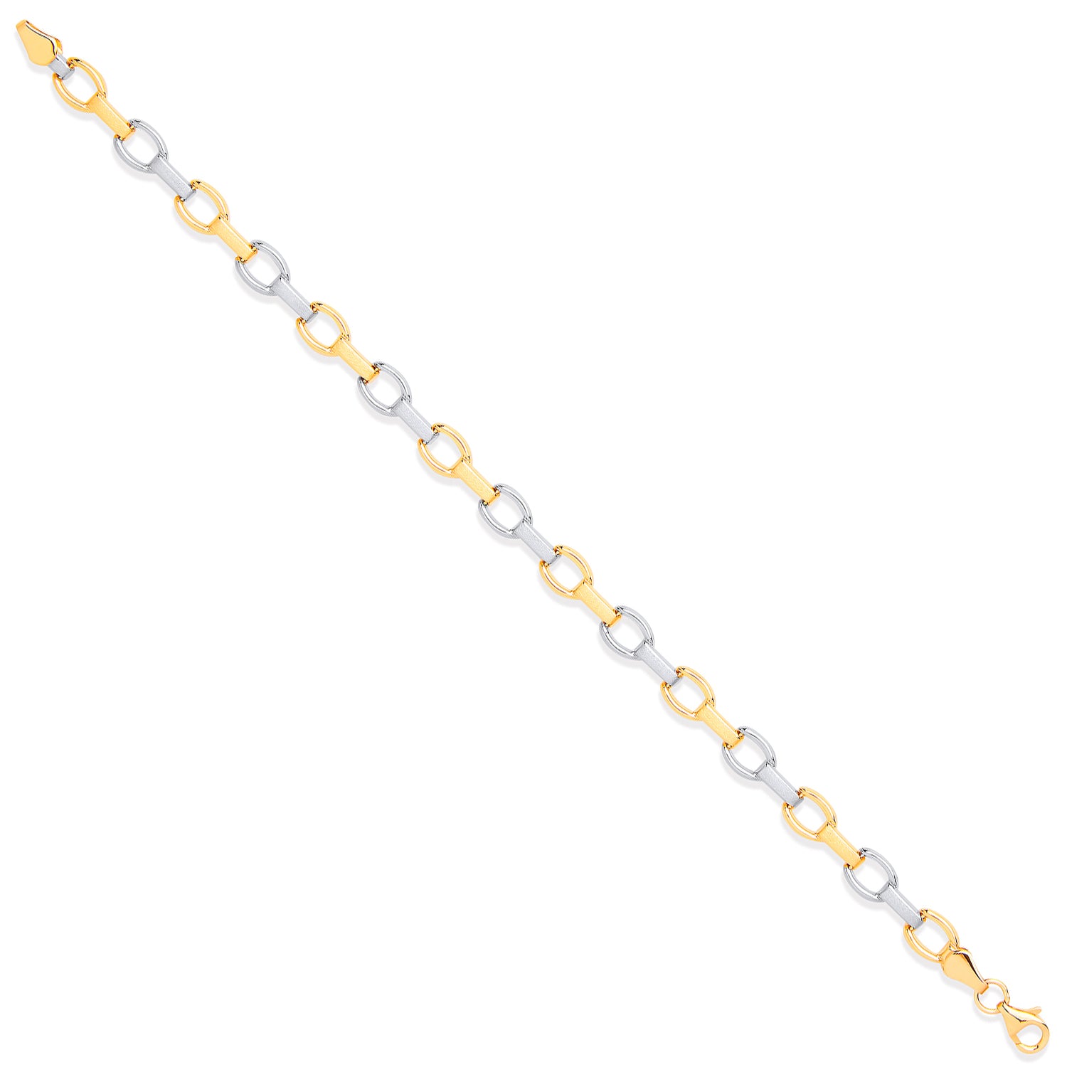 9ct White & Yellow Gold Fancy Ladies 7" Bracelet