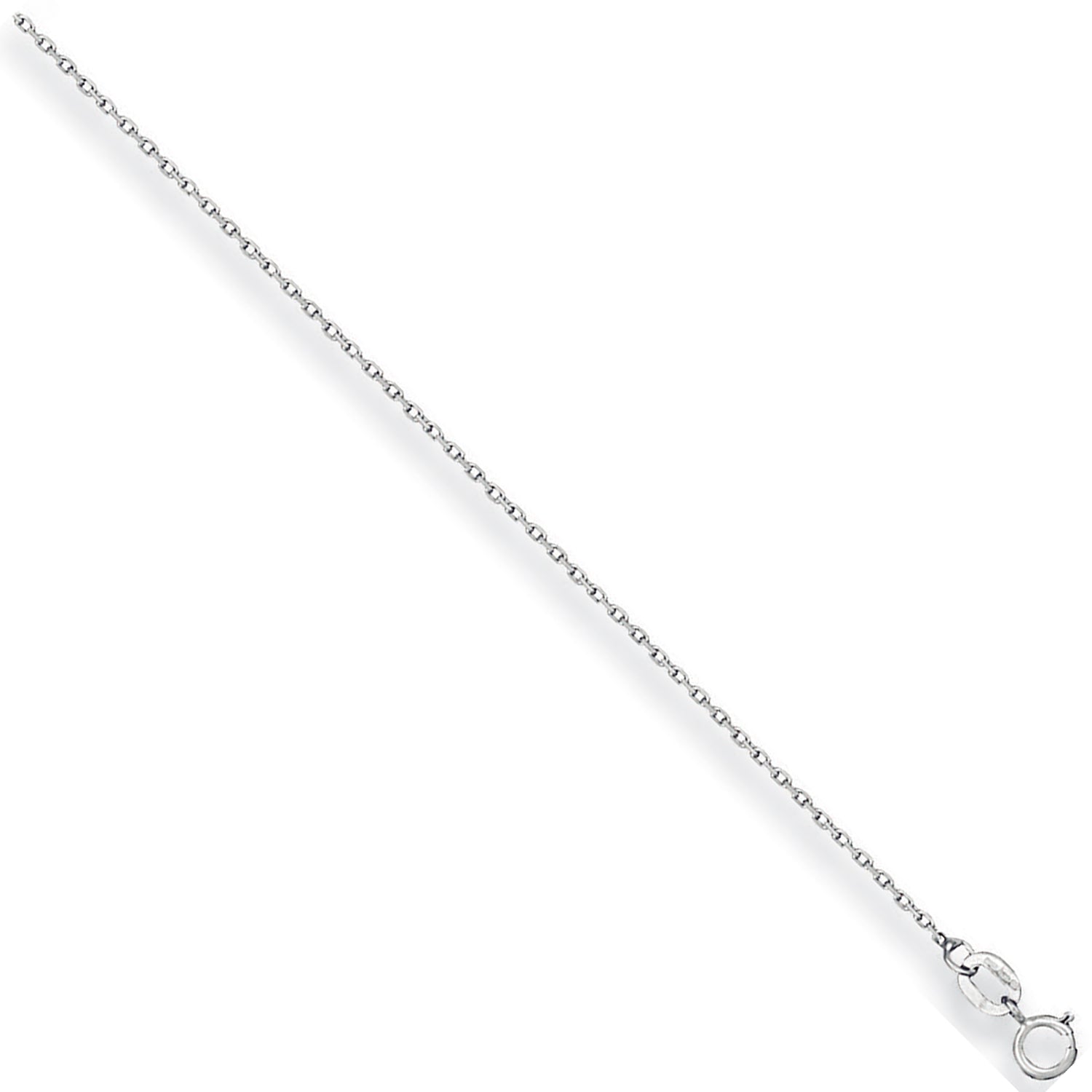9ct White Gold 1.2mm Diamond Cut Trace Chain
