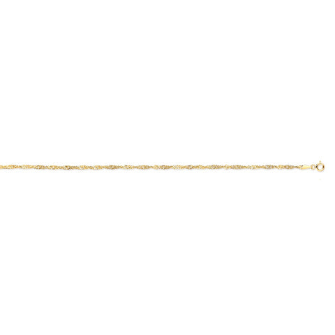 9ct Yellow Gold 2.3mm Hollow Singapore Chain