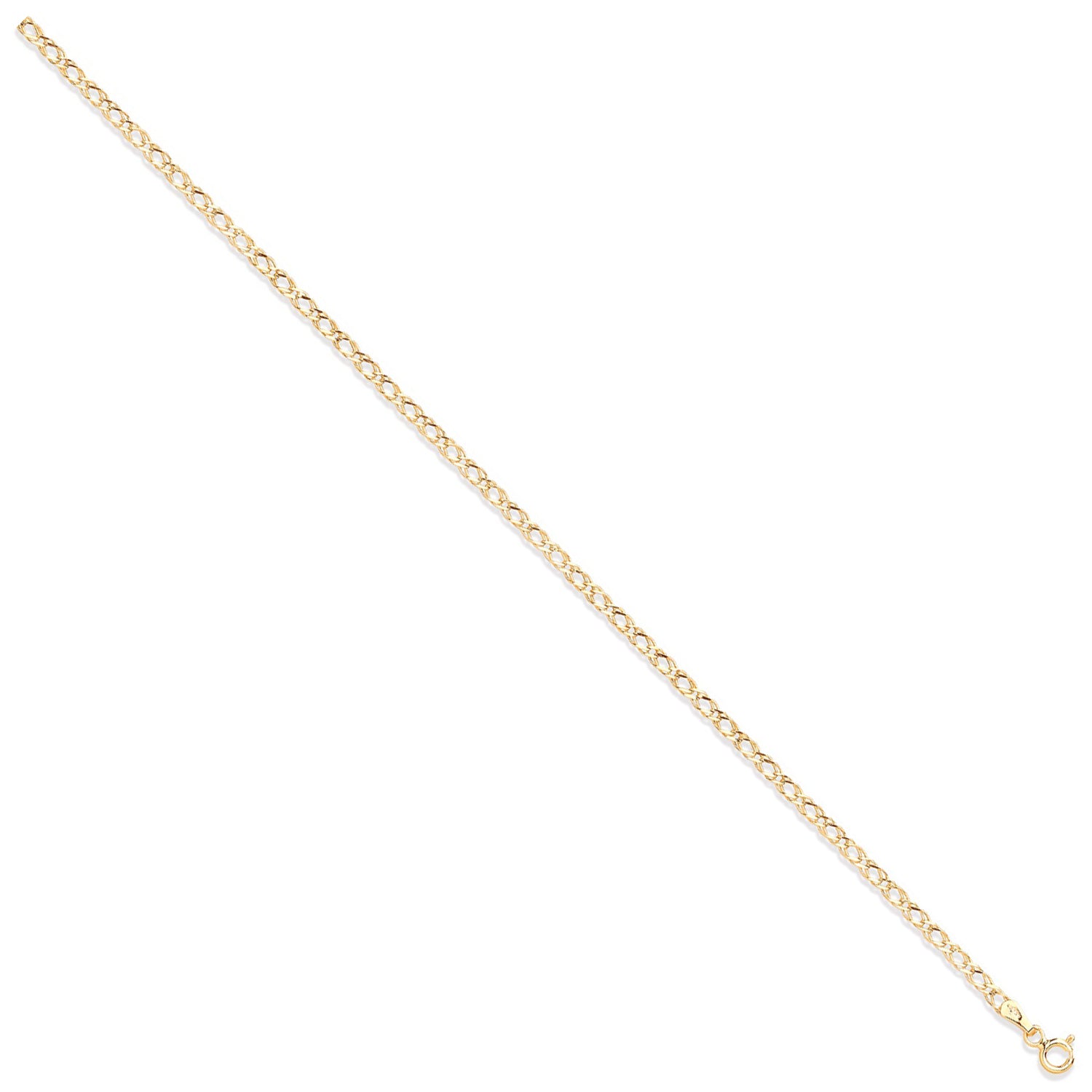 9ct Yellow Gold 2.6mm Hollow Double Curb Chain