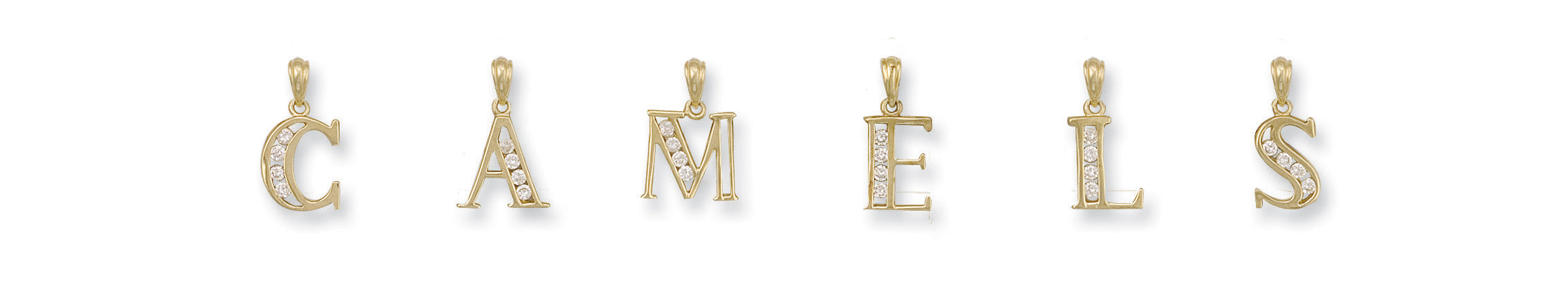 9ct Yellow Gold Channel Set Cubic Zirconia Initial Pendants
