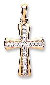 9ct Yellow Gold Cubic Zirconia Cross