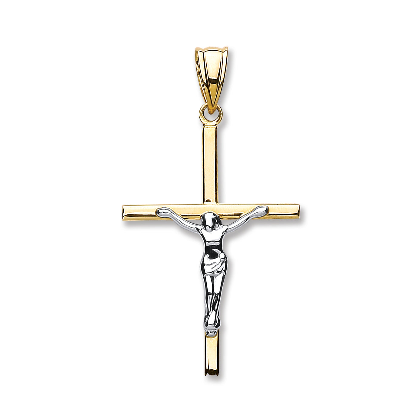 9ct White & Yellow Gold Hollow Crucifix