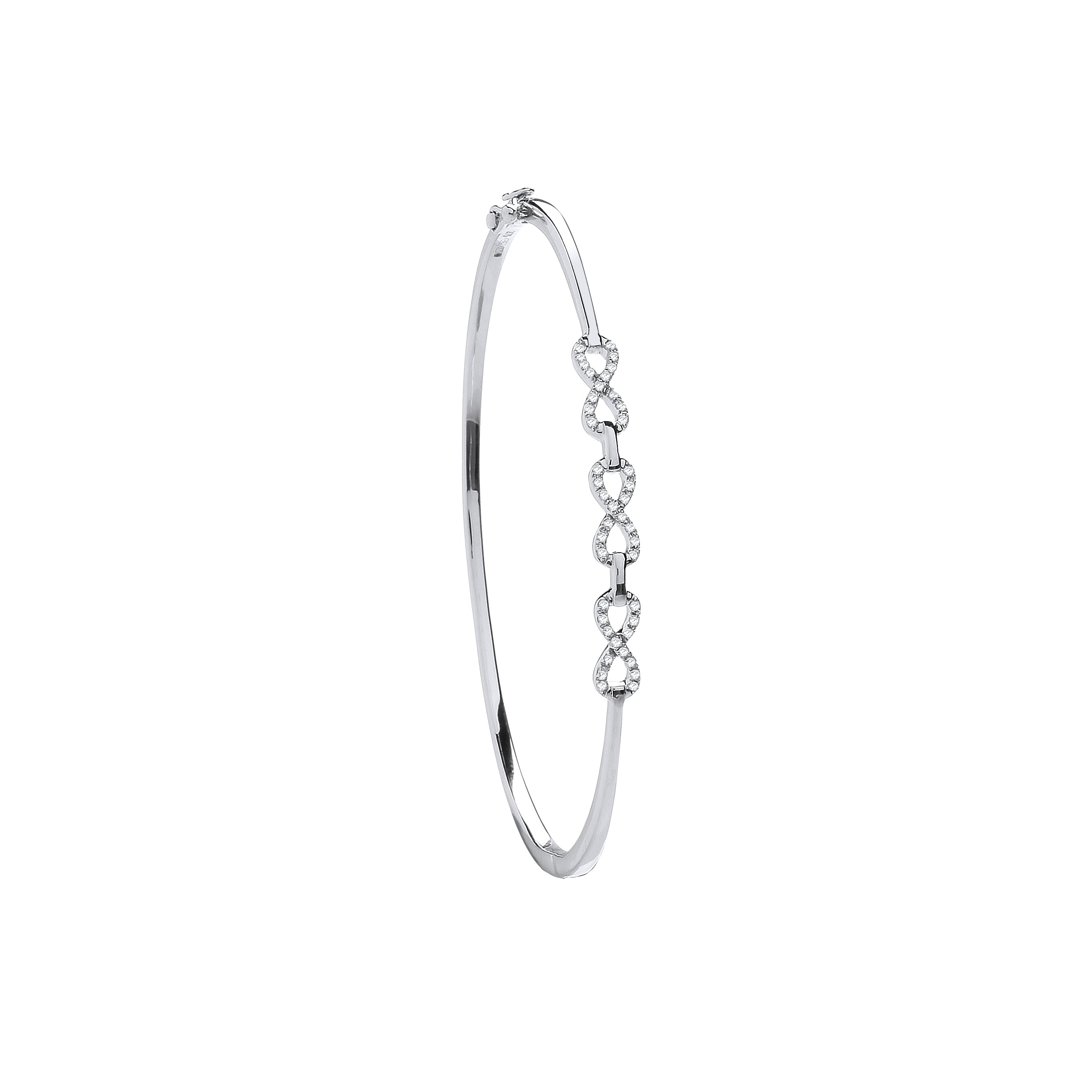 9ct White Gold 0.15ct Small Infinity Diamond Bangle