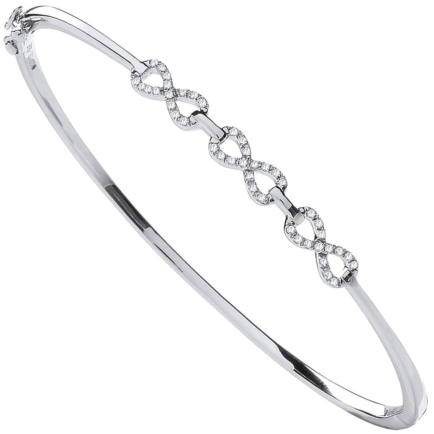 9ct White Gold 0.15ct Small Infinity Diamond Bangle