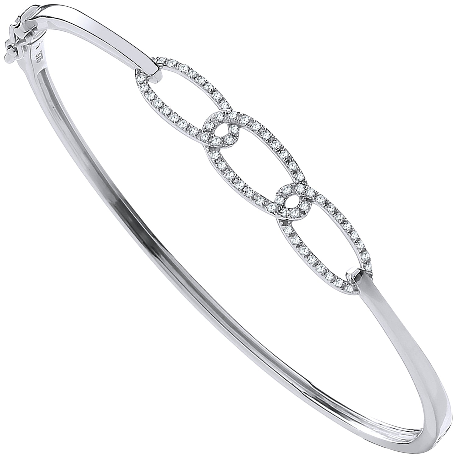 9ct White Gold 0.20ct Chain Link Diamond Bangle