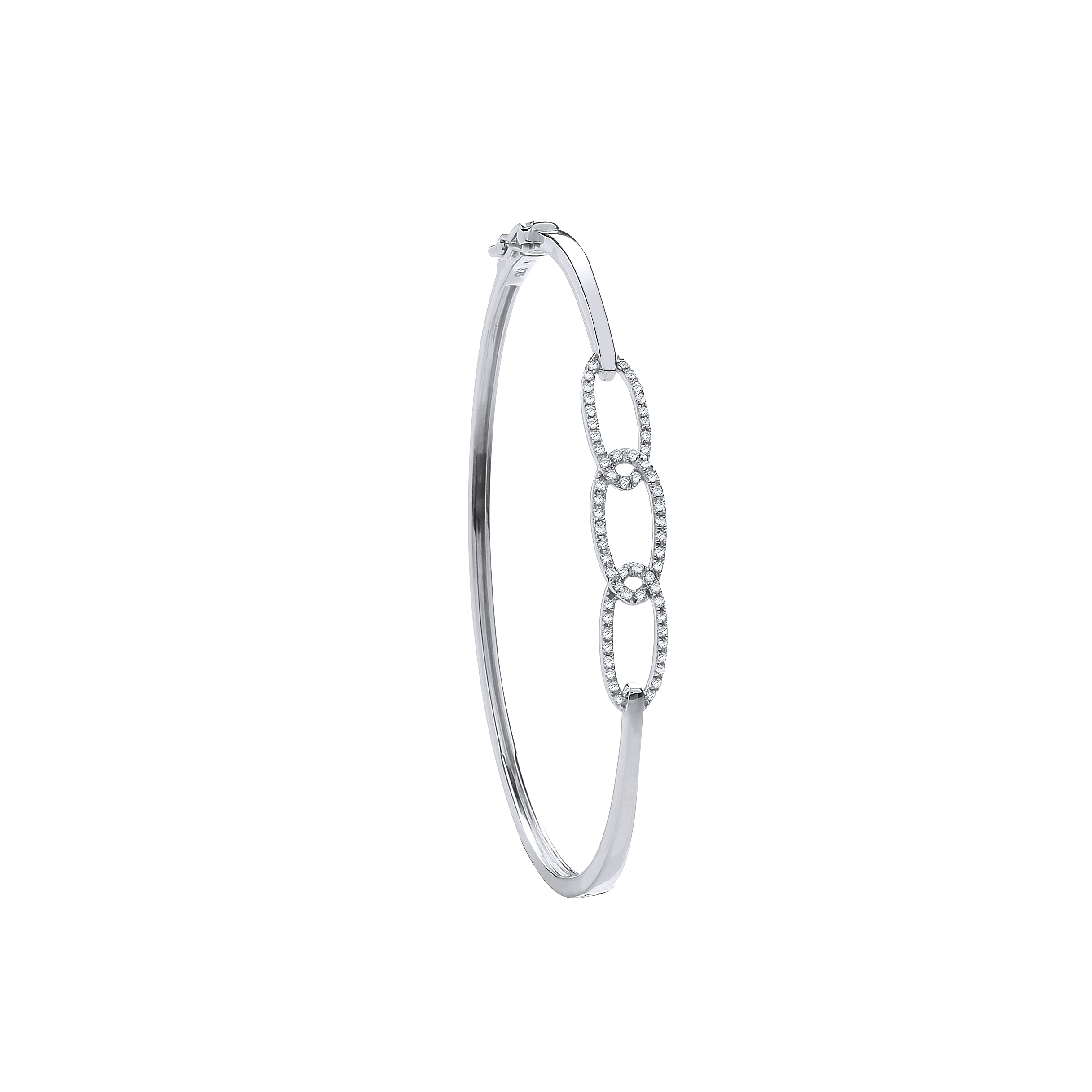 9ct White Gold 0.20ct Chain Link Diamond Bangle