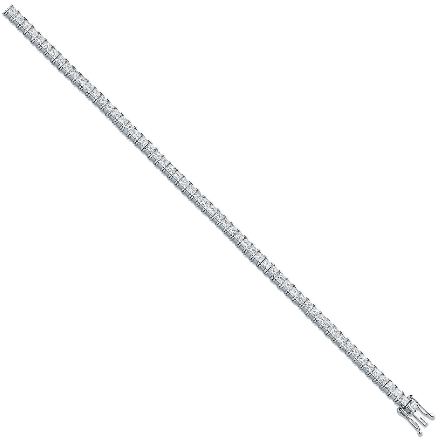 18ct White 5.00ct Princess Cut Diamond Bracelet