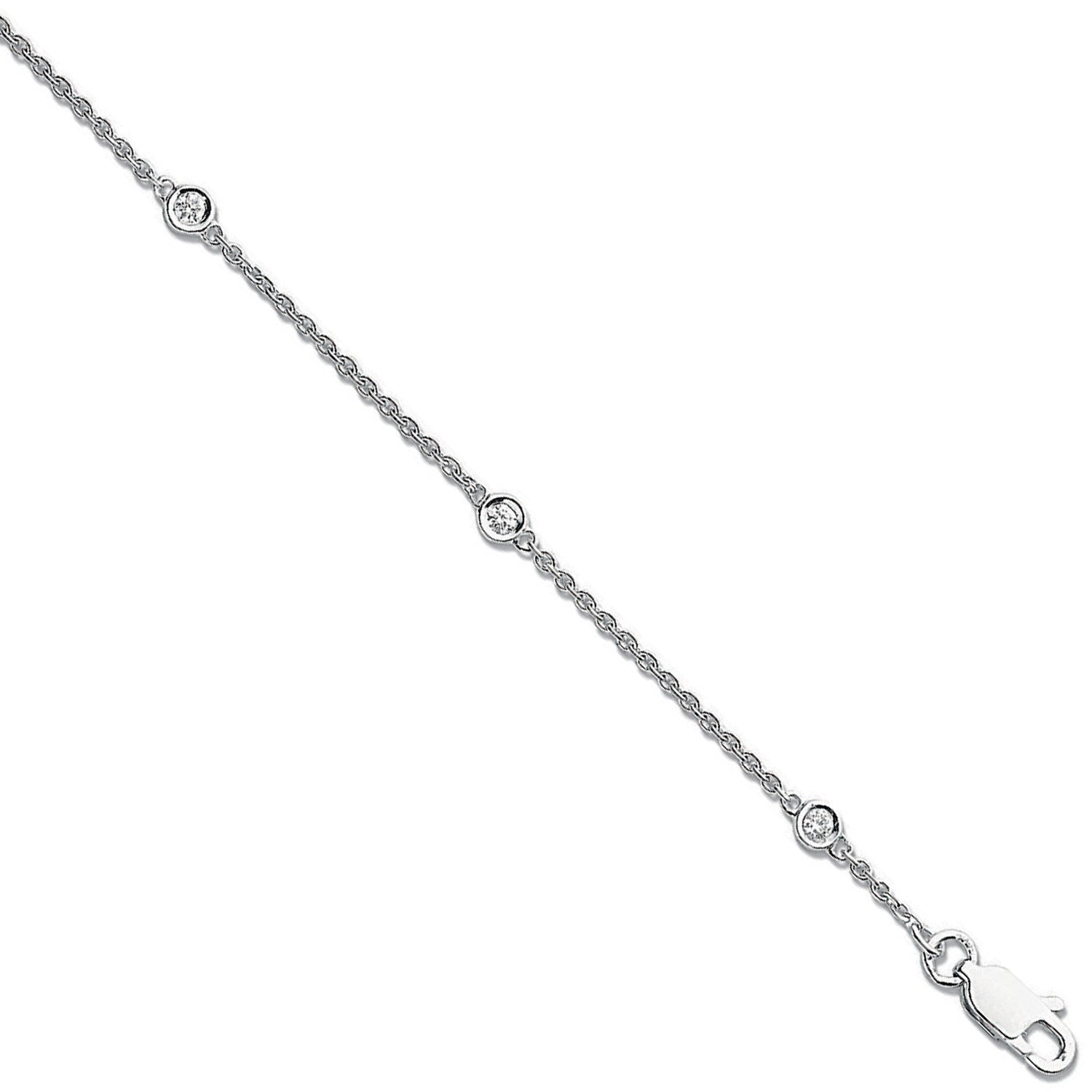 18ct White Gold 0.20ct Diamond By Yard Rubover Bracelet