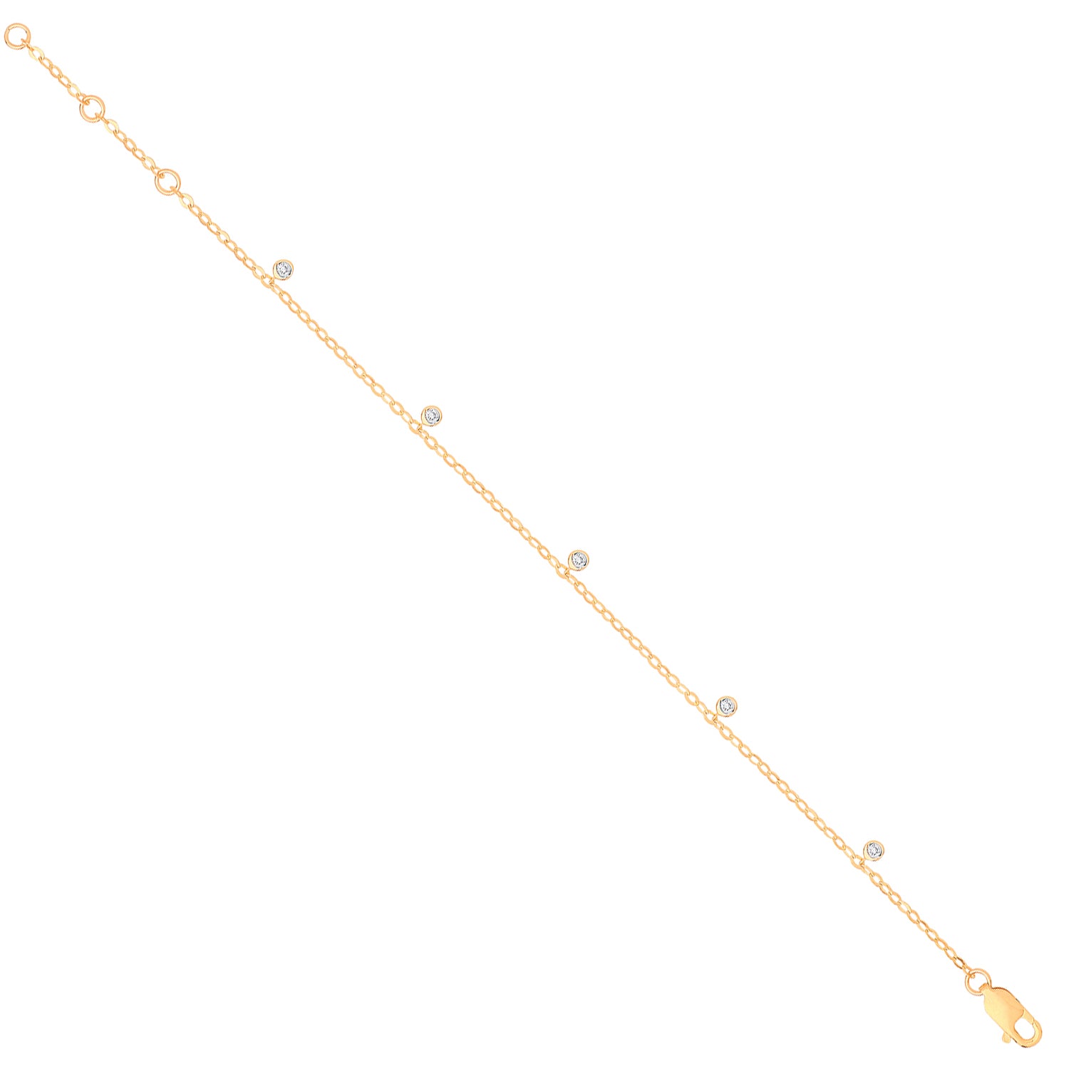 9ct Yellow Gold Rub-Over 0.10ct Diamond Bracelet