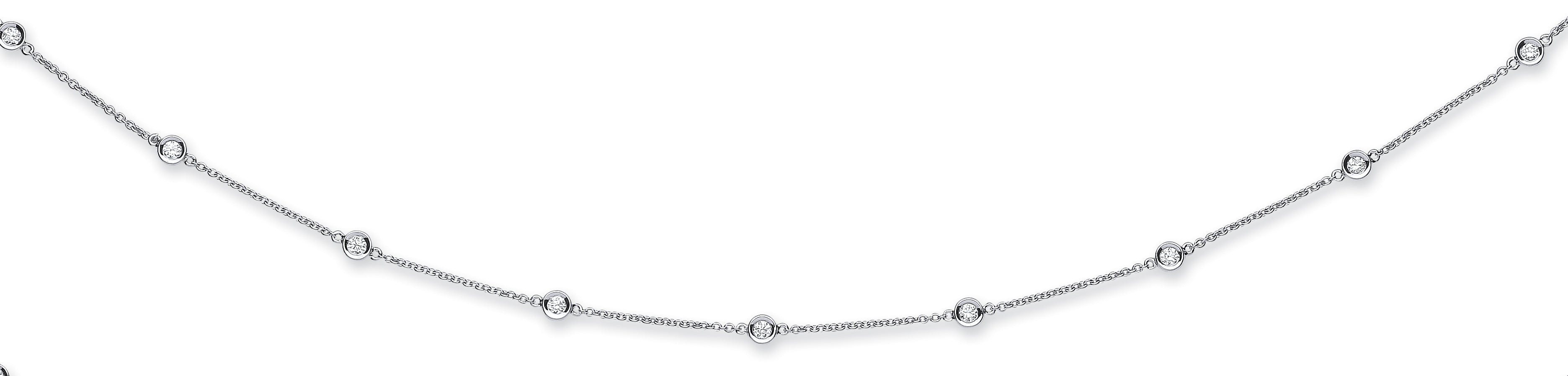18ct White Gold 1.00ct Diamond by the yard Necklace (18in/45cm)