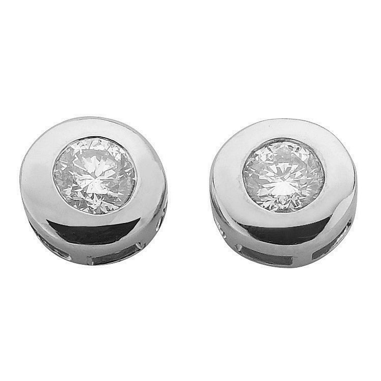 9ct White Gold 0.30ct Rubover Set Diamond Stud Earrings