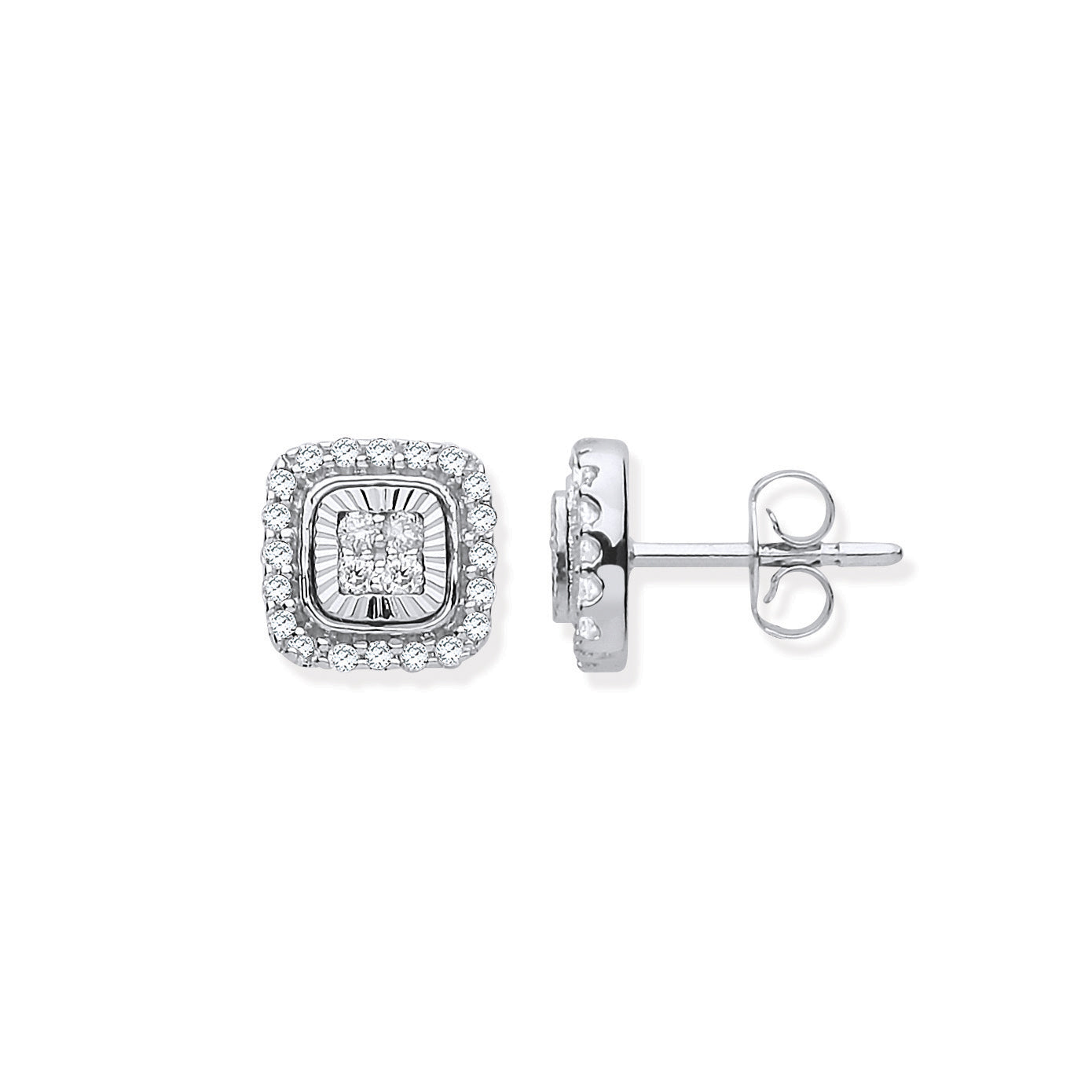 9ct Diamond Milled Bezel 0.33ct Diamond Earrings
