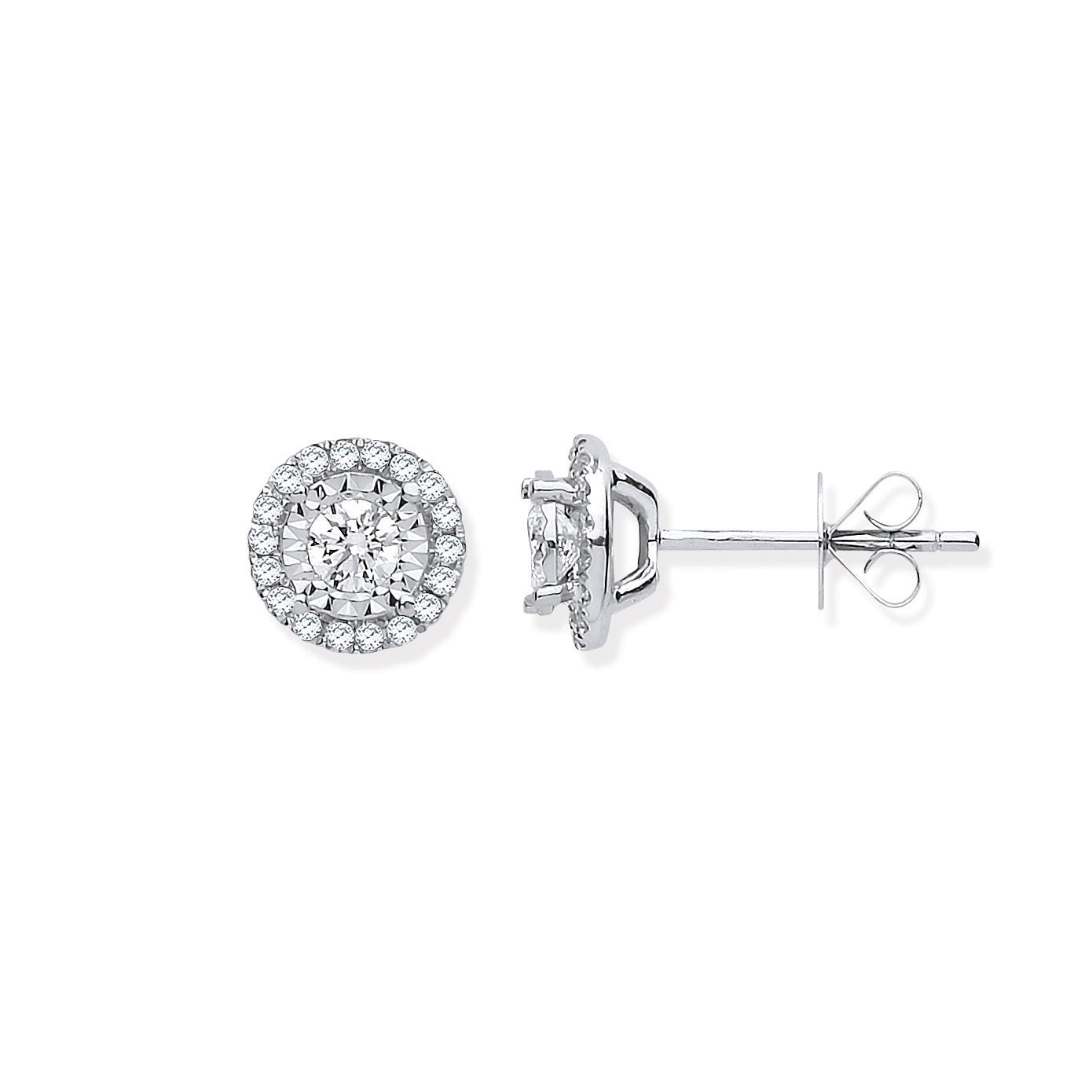 18ct White Gold Halo 0.47ct Diamond Stud Earrings