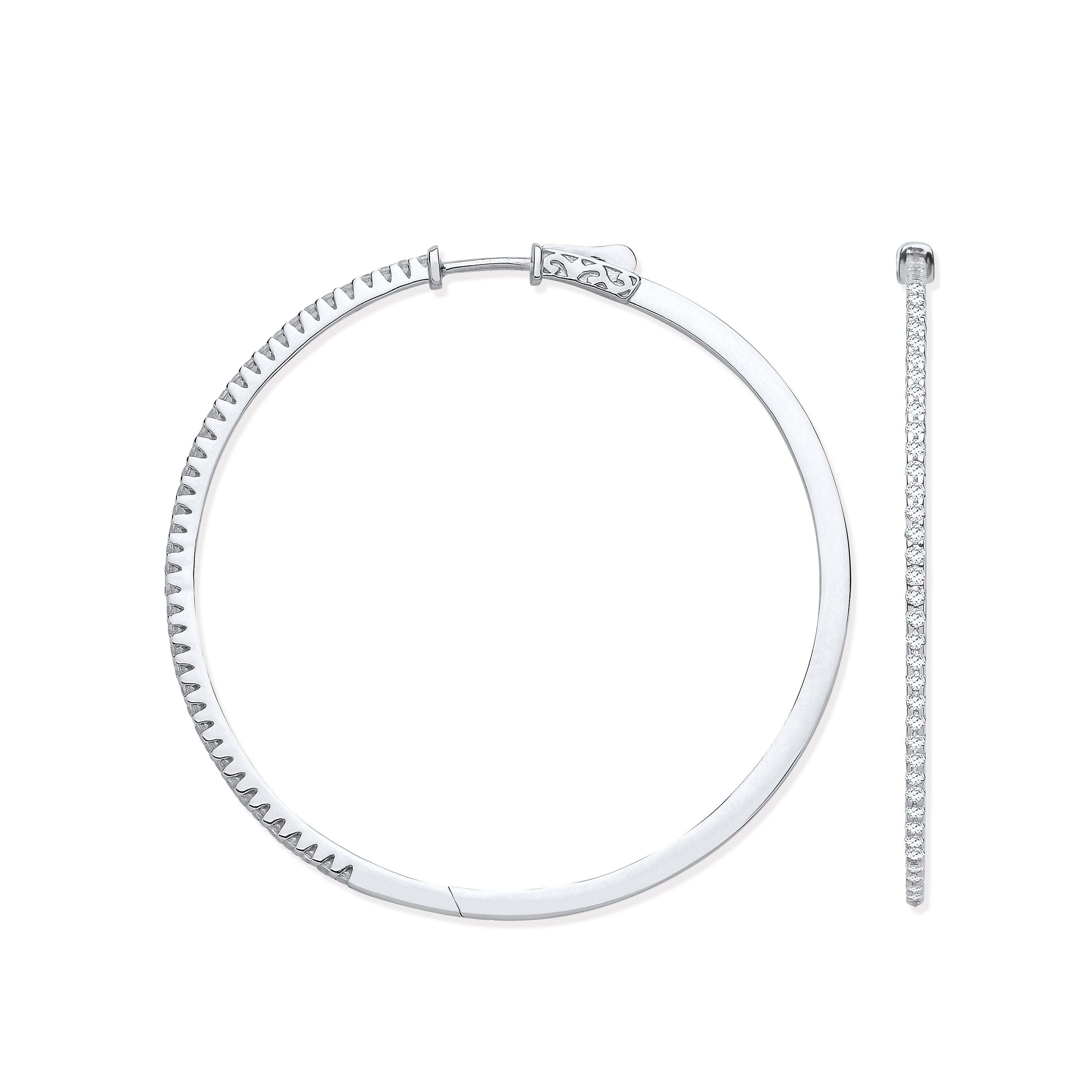 18ct White Gold 1.10ct Claw Set Hoop Earrings