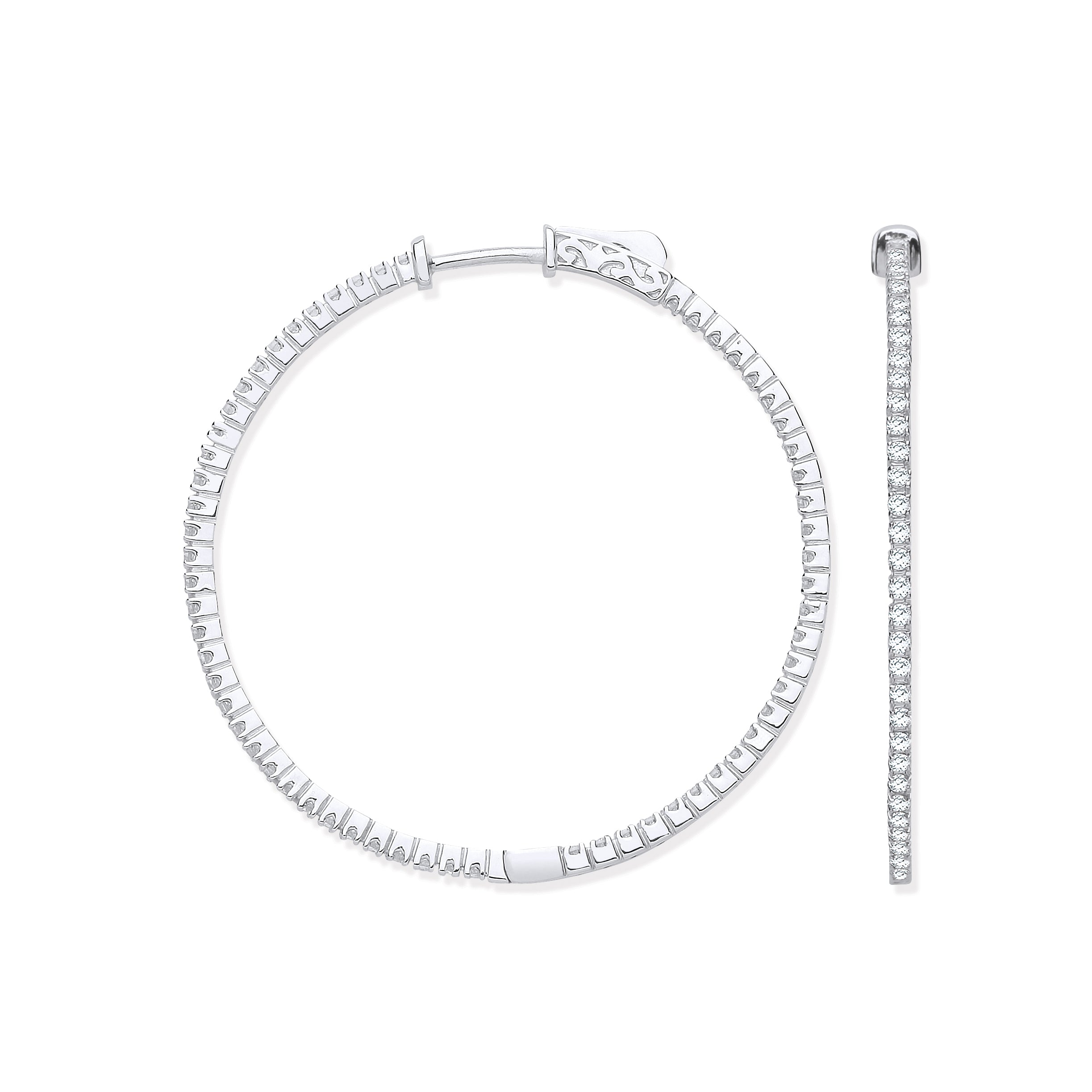 18ct White Gold 1.02ct Diamond set Inside & Outside Hoop Earrings