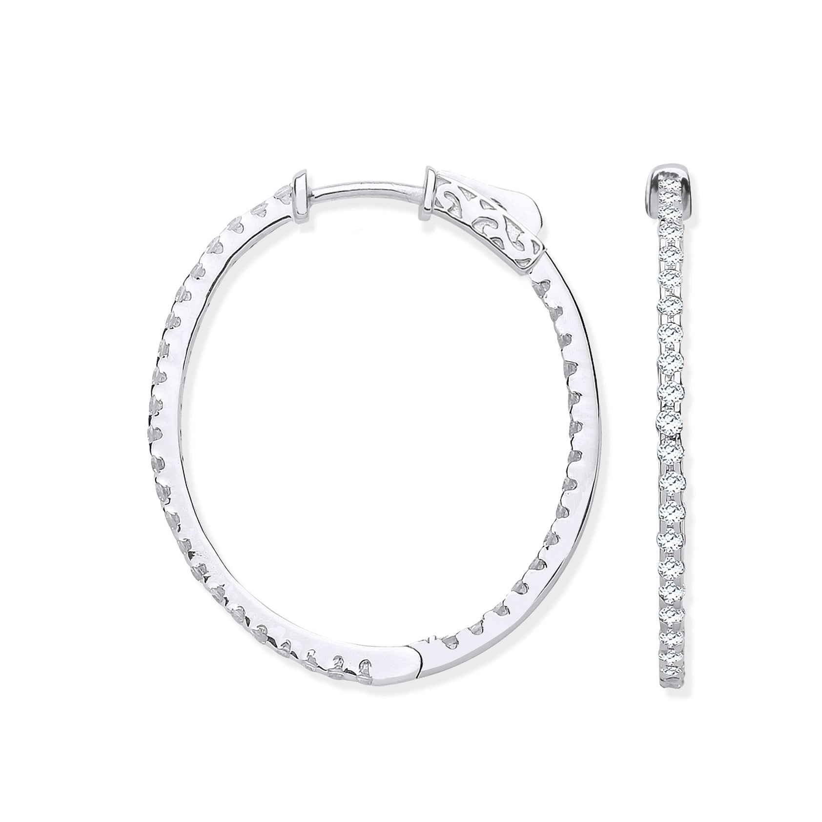18ct WG 1.27ct Diamond set Inside & Outside Oval Hoops