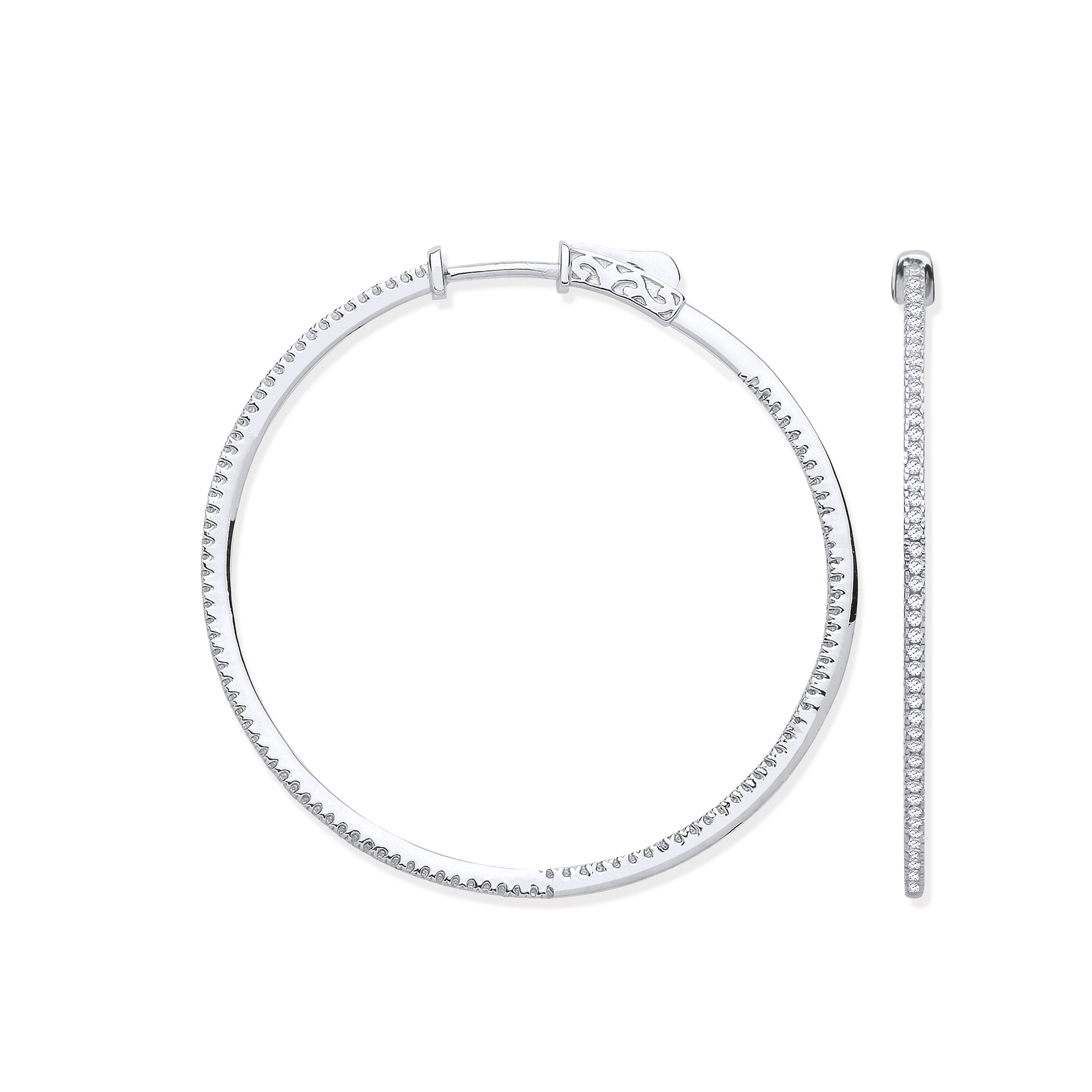 18ct White Gold Skinny Hoops Set with 0.72ct Diamonds Inside & Outside