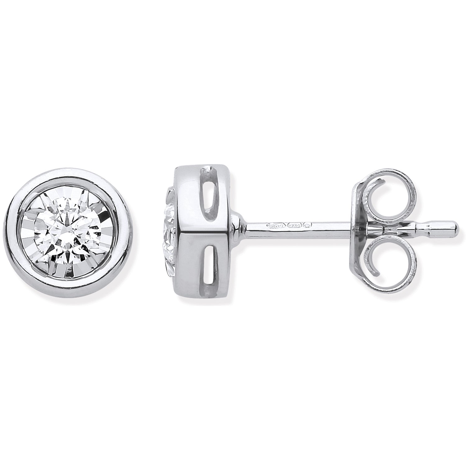 9ct White Gold Rub-Over Illusion Set 0.25ct Diamond Studs