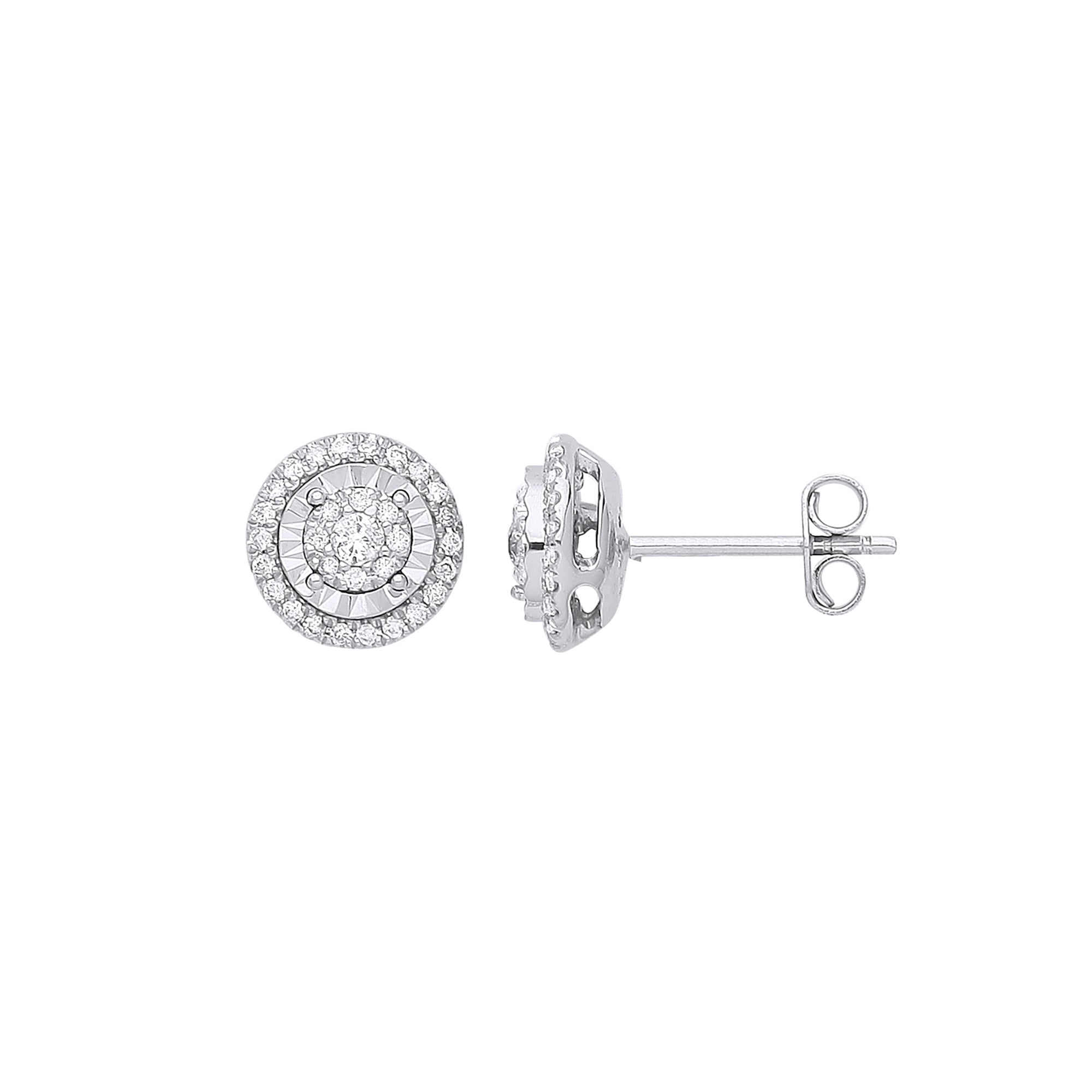 9ct White Gold Multi Circles Stud Diamond 0.36ct Earrings