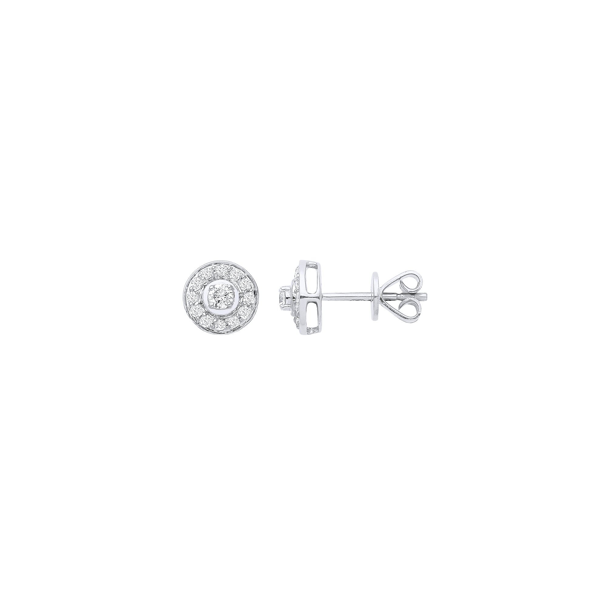 18ct White Gold Halo 0.24ct Diamond Studs